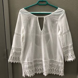 Lace edged top, size M, Denim and Supply by RL